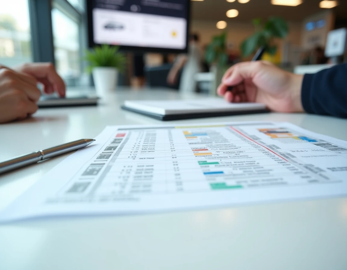 Gros plan sur une carte grise et un tableau de taxes régionales sur un bureau Norauto