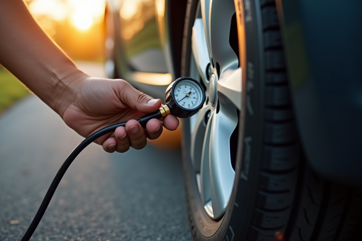 Contrôle de la pression des pneus d'une voiture