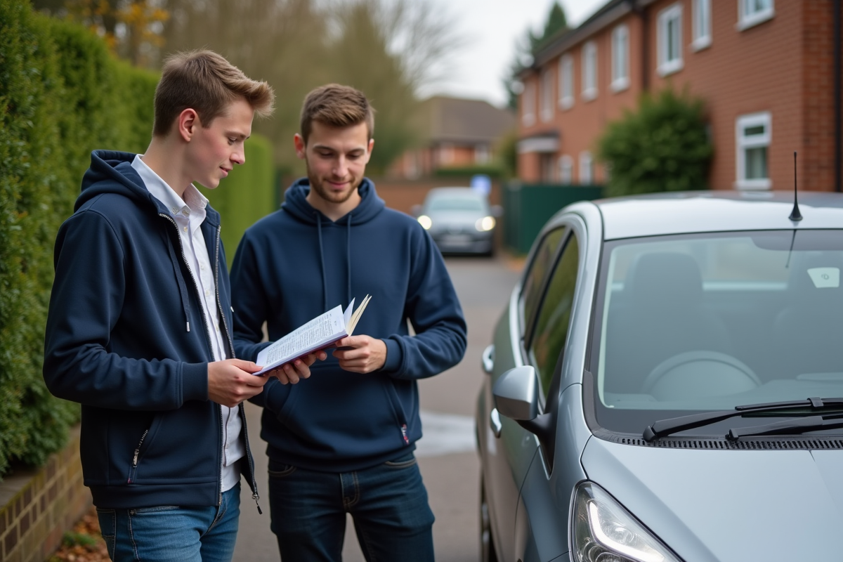 Garçon de 17 ans avec son mentor en discussion près d
