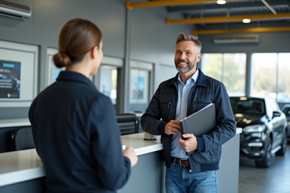 Homme d'âge moyen au centre de contrôle automobile