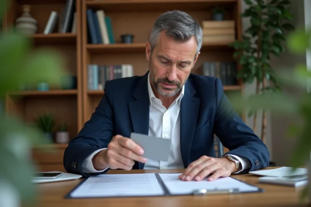 Homme en blazer blanc dans un bureau organisé