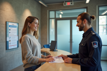 Jeune femme recevant son permis à la préfecture