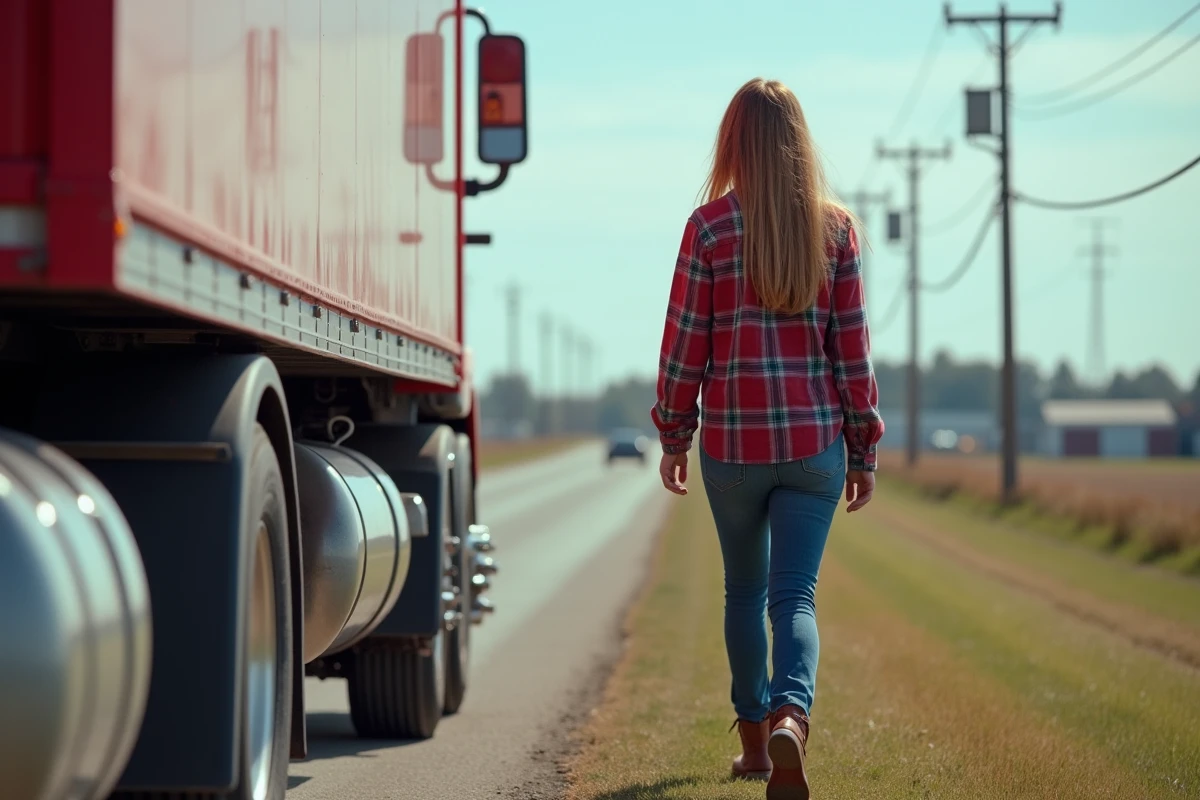 Jeune femme marchant à côté d