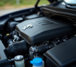 Vue rapprochee du moteur diesel Peugeot avec câbles
