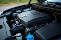 Vue rapprochee du moteur diesel Peugeot avec câbles