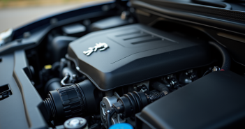 Vue rapprochee du moteur diesel Peugeot avec câbles