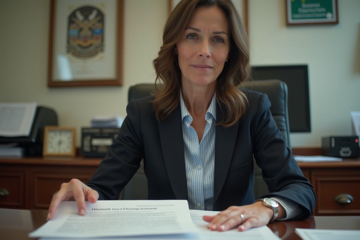 Femme en bureau vérifiant des documents de maintenance trafic