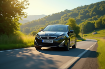 Peugeot 308 GT en conduite sur route de campagne en plein jour