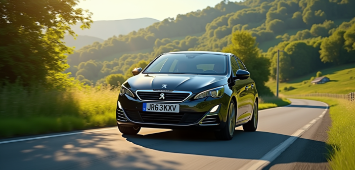 Peugeot 308 GT en conduite sur route de campagne en plein jour