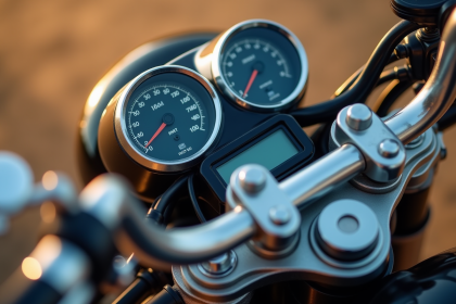 Tableau de bord de moto avec tachometre et compteur